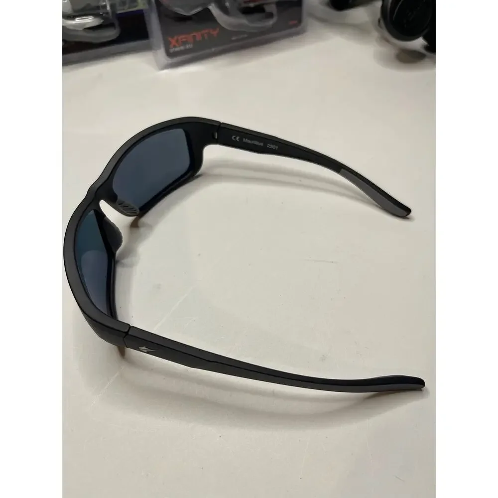 Fin-Nor RT Matte Black Blue Mirror Polycarbonate Polarized Sunglasses